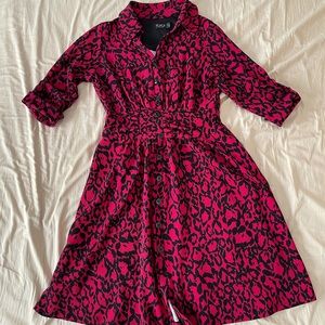 Red Cheetah Print Shirt Dress